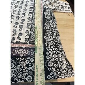 Loft Womens white Black Pink Block florals split hem Half Button Light tunic LP